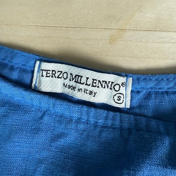 Terzo Millennio Light Blue Italian Linen Shirt Tunic - {Small} - Picture 7 of 7